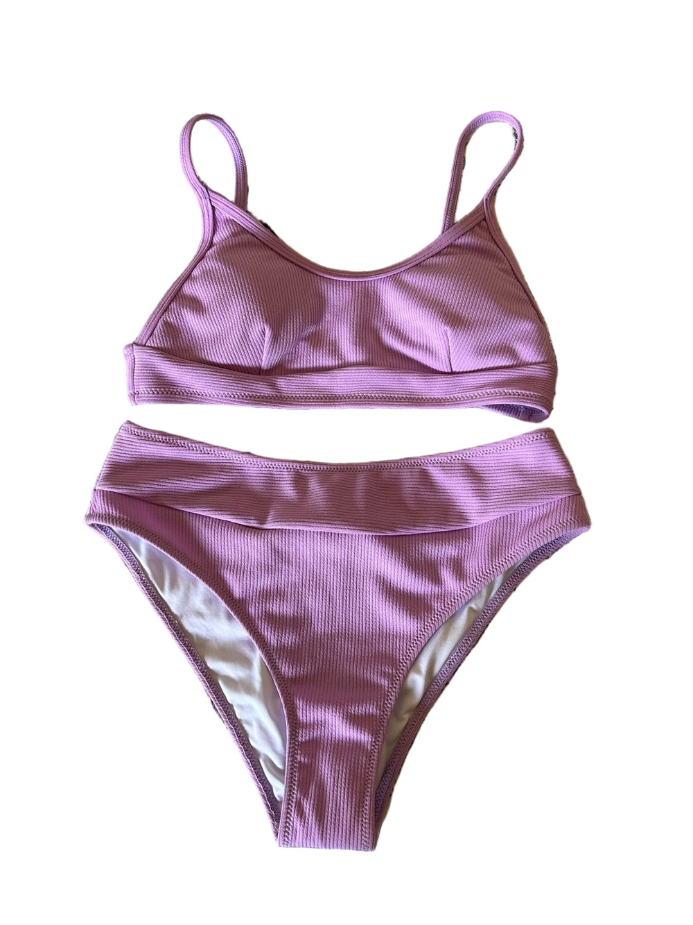🦢Women's Lilac Ribbed High-Waist Bikini Set size M NWOT